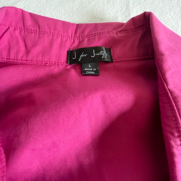 J for Jutify Size:L Women’s Long Sleeve Button Up Cropped Top - Picture 2 of 4